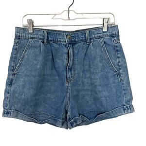 American Eagle Mom Short High Rise Blue‎ Denim Pockets Women's Size 10 Cuffed